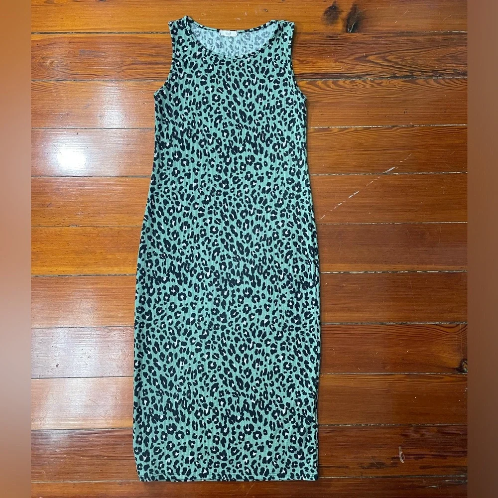 Easel Los Angeles Green Animal Print Midi Dress - Size Large - Picture 8 of 9